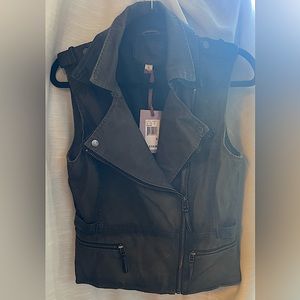 Chelsea & violet: Army green - black leather Vest